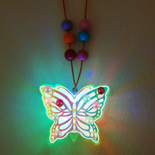 반짝반짝 LED 나비 목걸이 4인세트 (스티커 포함)